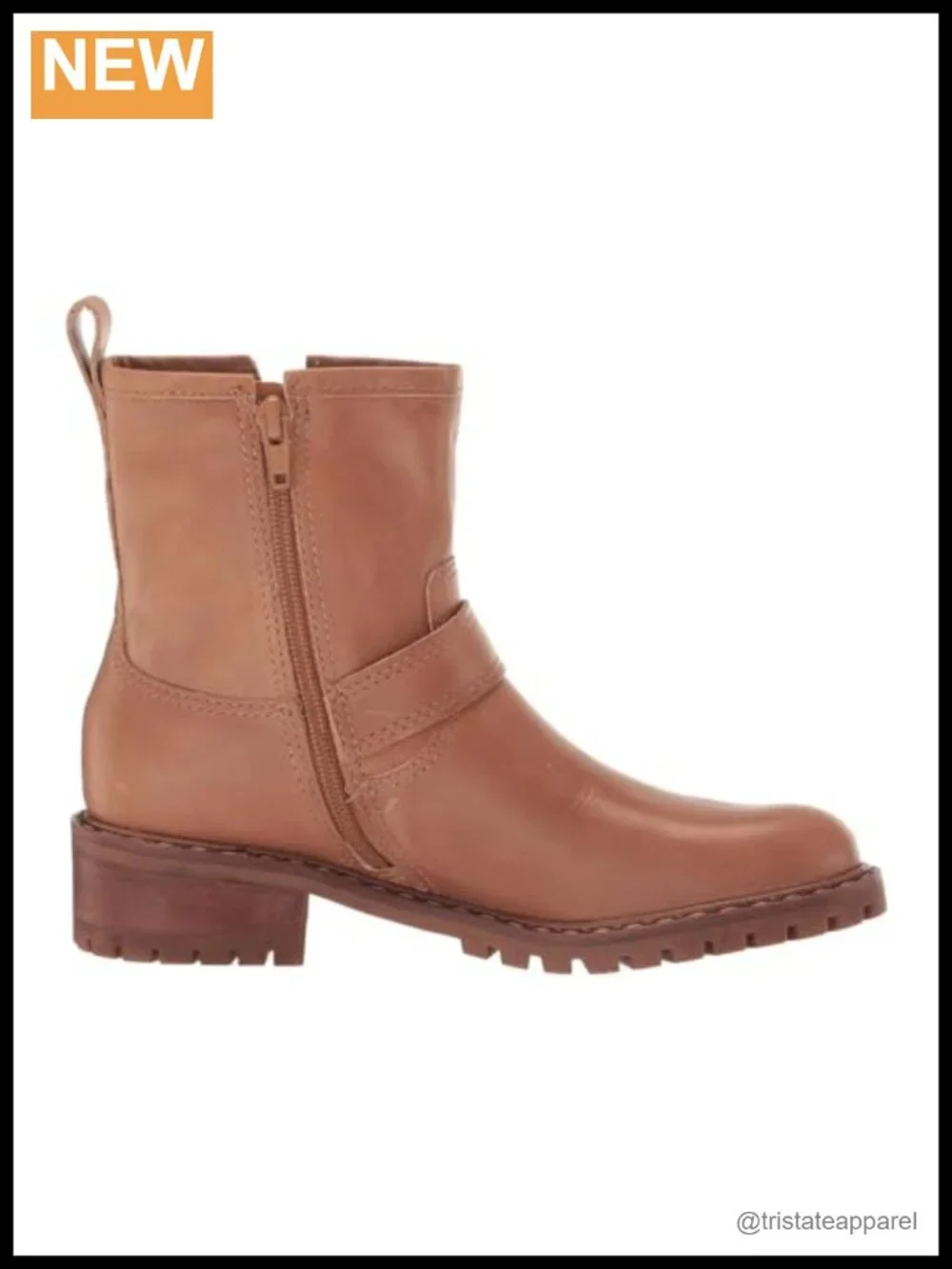 Lucky Brand Kenadie Women's Leather Ankle Booties Block Heel Zip